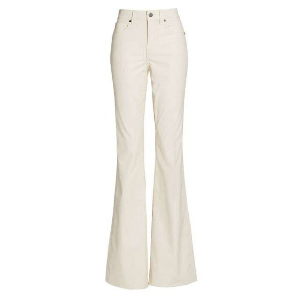 NWT Veronica Beard Beverly Flare‎ High Rise Pant Ecru Size 30 Faux Leather Chic